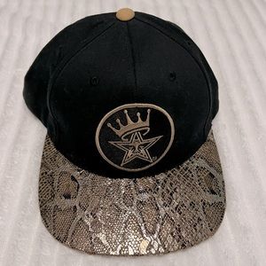 Obey Black And Gold Snapback with Custom Gold Snake Print Bill